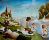 Baignade à Asnière - huile